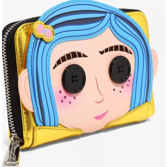 Loungefly Coraline Cosplay Coraline Doll Metallic Wallet & Button Key Keychain - Picture 10 of 10